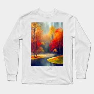 Colorful Autumn Landscape Watercolor 25 Long Sleeve T-Shirt